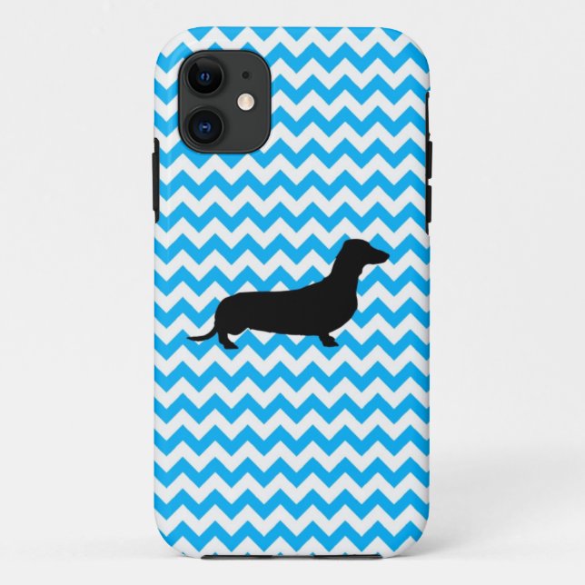 Baby Blue Chevron With Dachshund Case-Mate iPhone  Case (Back)