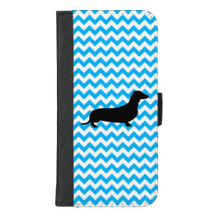 Baby Blue Chevron With Dachshund iPhone 8/7 Plus Wallet Case