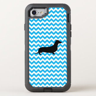 Baby Blue Chevron With Dachshund OtterBox Defender iPhone SE/8/7 Case