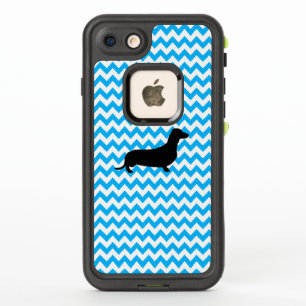Baby Blue Chevron With Dachshund Silhouette
