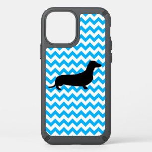 Baby Blue Chevron With Dachshund Speck iPhone Case