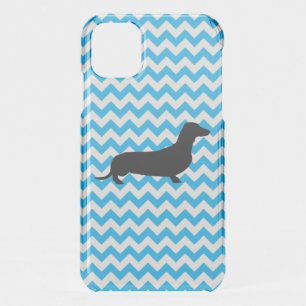Baby Blue Chevron With Dachshund Uncommon iPhone C iPhone 11 Case