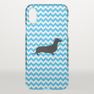 Baby Blue Chevron With Dachshund iPhone X Case