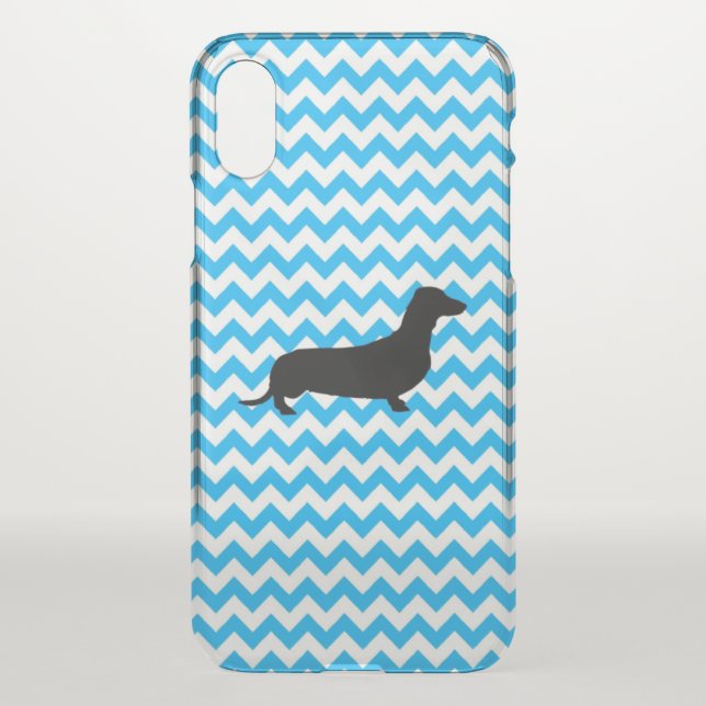 Baby Blue Chevron With Dachshund Uncommon iPhone Case (Back)