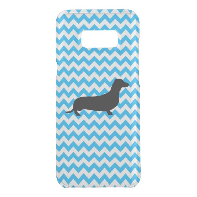 Baby Blue Chevron With Dachshund Uncommon Samsung Galaxy Case (Back)