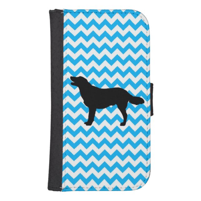 Baby Blue Chevron With Golden Retriever Samsung Galaxy Wallet Case (Front)