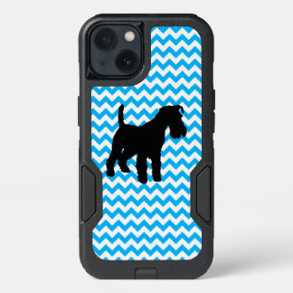 Baby Blue Chevron With Schnauzer iPhone 13 Case
