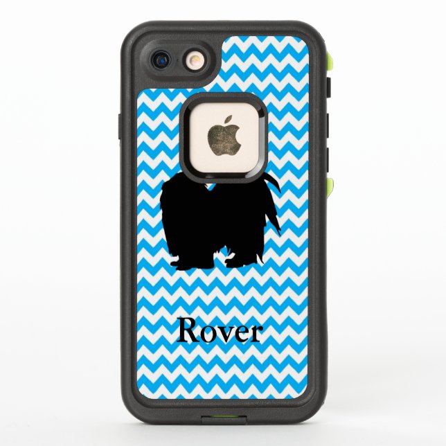 Baby Blue Chevron With Shih Tzu Silhouette LifeProof iPhone Case (Back)