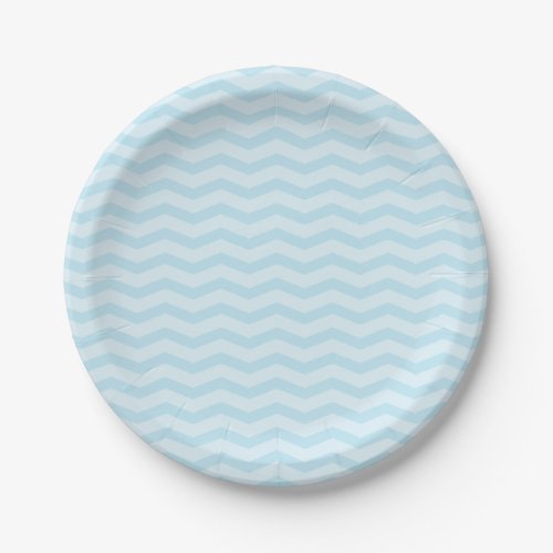 baby blue chevron zig zag pattern paper plates