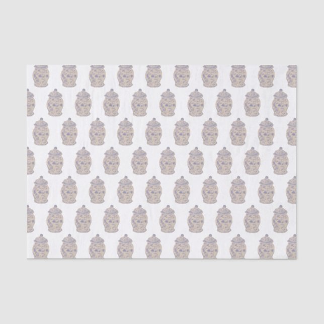 Baby Blue Chinoiserie Ginger Jar Jars  Tissue Paper (Front)
