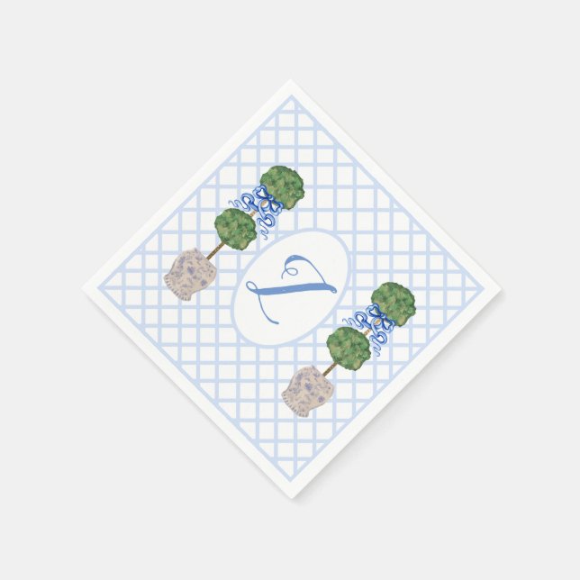 Baby Blue Chinoiserie Ginger Jar Jars Topiary  Napkins (Corner)