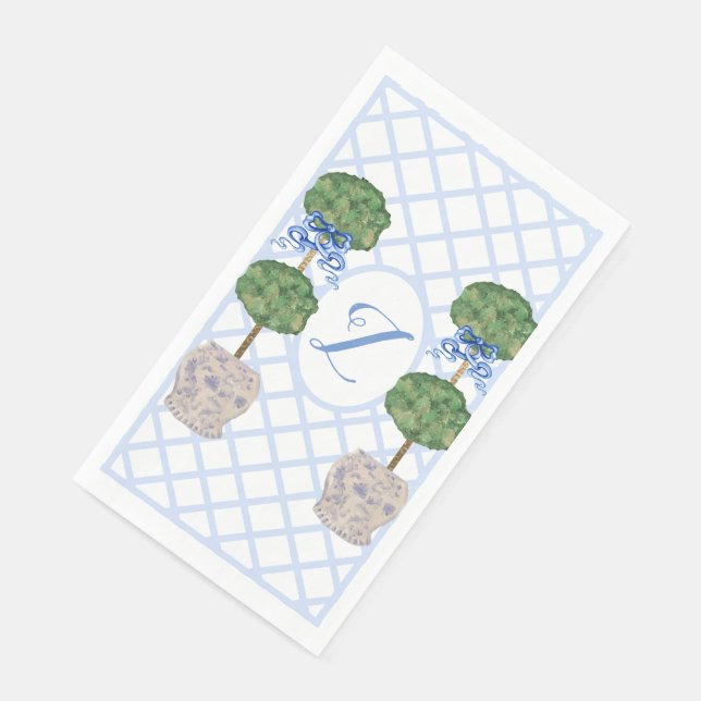 Baby Blue Chinoiserie Ginger Jar Jars Topiary Paper Guest Towels (Corner)
