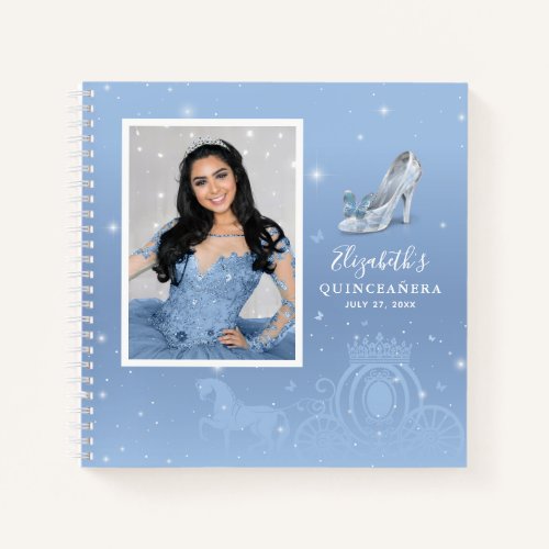 Baby Blue Cinderella Quinceanera Photo Guest Book