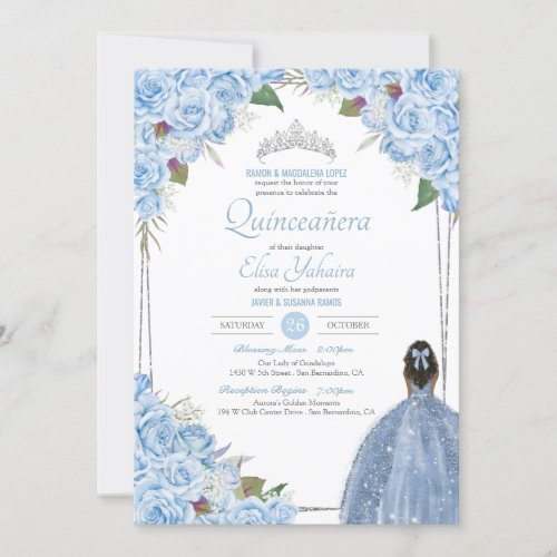 Baby Blue Cinderella Quinceanera Princess Birthday Invitation