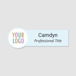 Baby Blue Circle Nametag Company Logo Round Shaped Name Tag