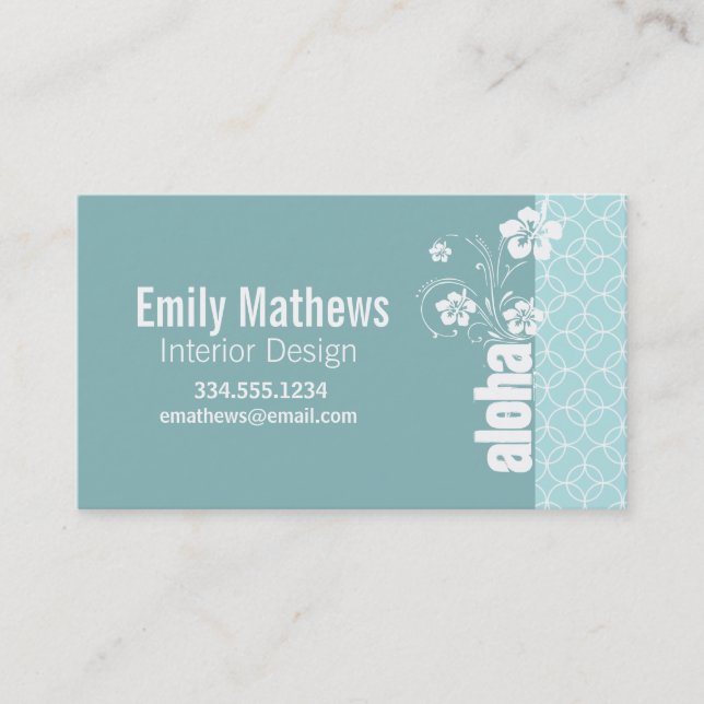 Baby Blue Circles; Aloha Business Card (Front)