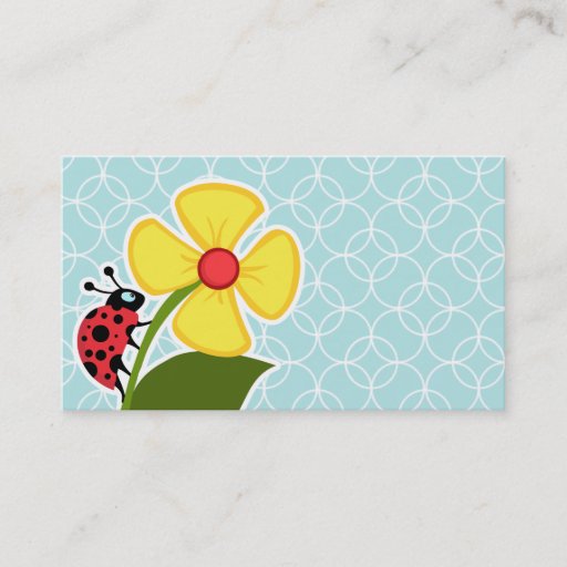 Customizable Baby Blue Circles; Ladybug Business Card Template