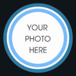 Baby Blue Cirlces Classic Round Sticker<br><div class="desc">Frame your favorite photo in soft blues.  Perfect for a baby boy.</div>