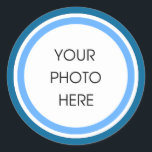 Baby Blue Cirlces Classic Round Sticker<br><div class="desc">Frame your favorite photo in soft blues.  Perfect for a baby boy.</div>