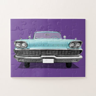 BABY BLUE CLASSIC CAR JIGSAW PUZZLE