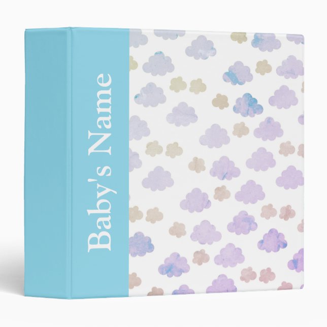 Baby Blue Clouds Photo Album Gift 3 Ring Binder (Front/Spine)