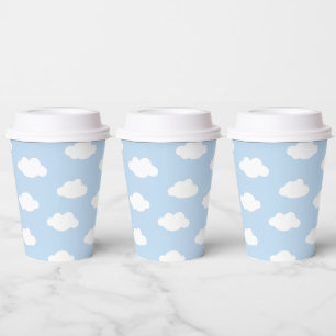 Baby blue cloudy sky pattern paper cups