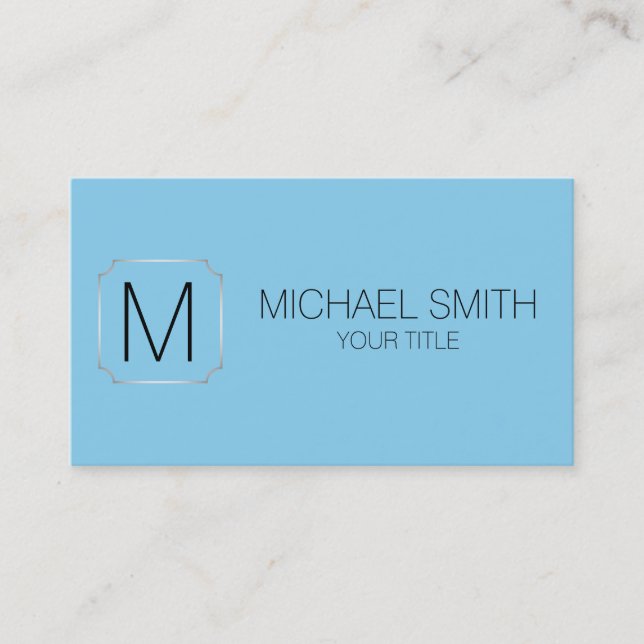 Baby blue color background business card (Front)