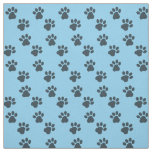 Baby Blue Colored Fabric With Cat Dog Paw Prints