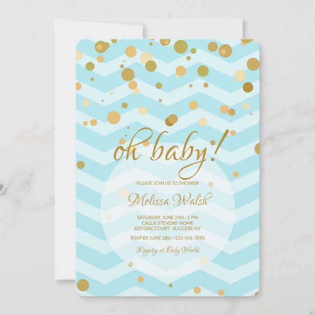 Baby Blue Confetti Baby Shower Invitation (Front)