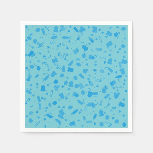 Baby Blue Confetti Baptism Christening Napkins (Front)