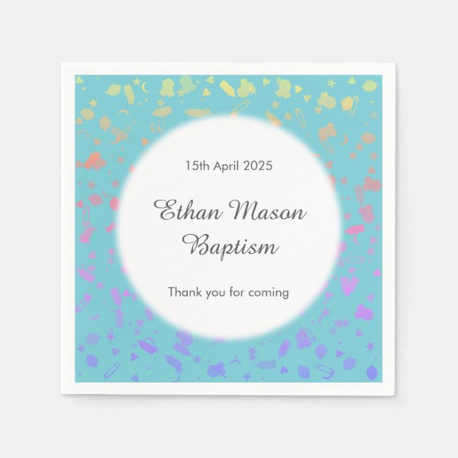 Baby Blue Confetti Baptism Christening Napkins (Front)