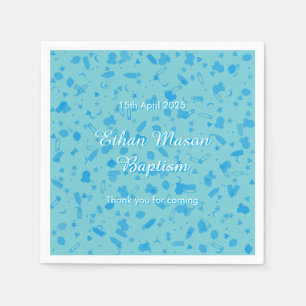 Baby Blue Confetti Baptism Christening Napkins