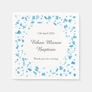 Baby Blue Confetti Baptism Christening Paper Napkins