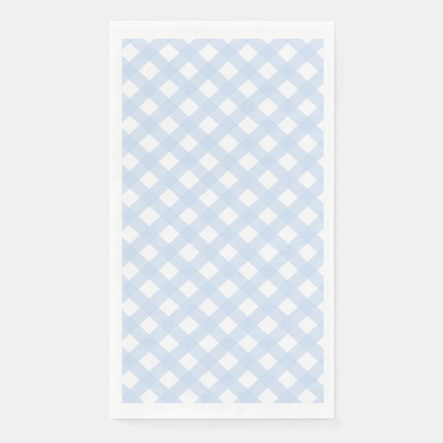 Baby Blue Country Style Gingham Pattern Paper Guest Towels (Front)