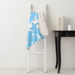 Baby Blue Cow Print Sherpa Blanket