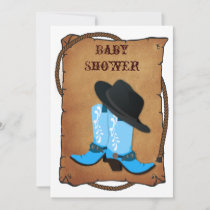 baby blue cowboy boots western mommy baby shower invitation