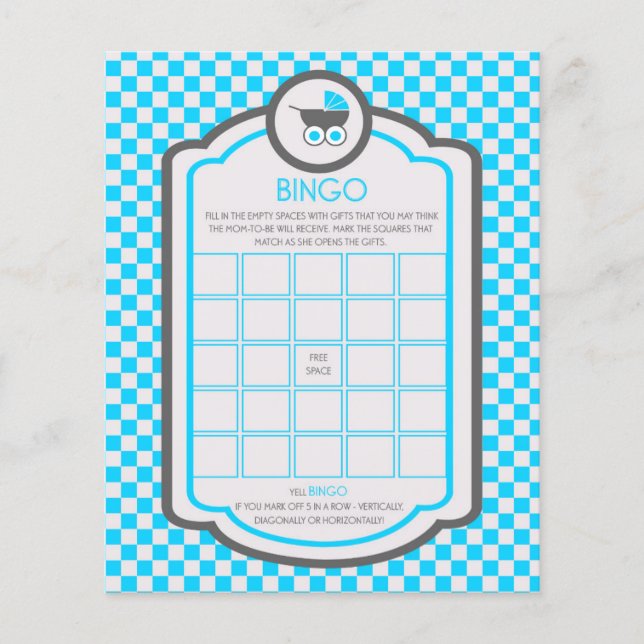 Baby Blue Cradle Baby Shower Bingo Game Flyer (Front)