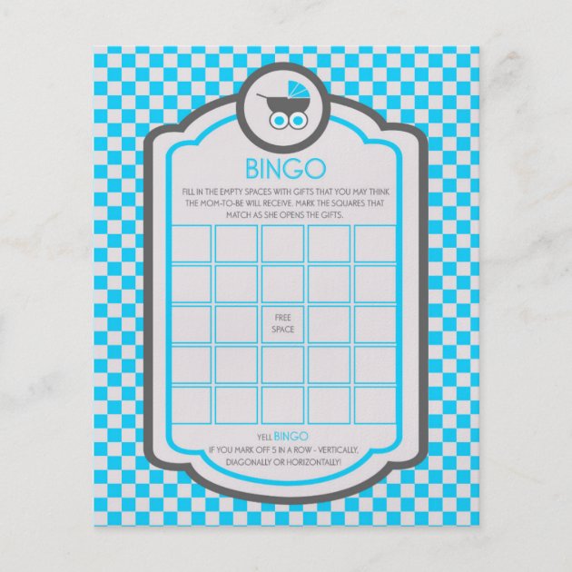 Baby Blue Cradle Baby Shower Bingo Game Flyer