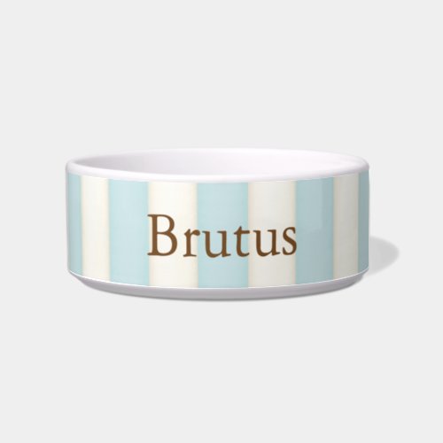 Baby Blue  Cream Stripes Personalized Cat or Dog Bowl