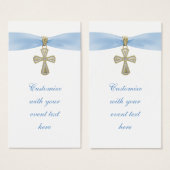 Baby Blue Cross Bomboniere Tags (Front & Back)