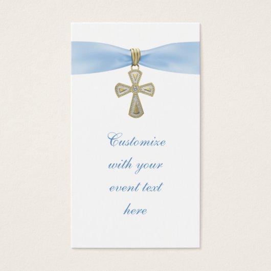 Baby Blue Cross Bomboniere Tags (Front)