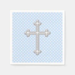Baby Blue Cross Christening Paper Napkins