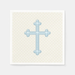 Baby Blue Cross Christening Paper Napkins