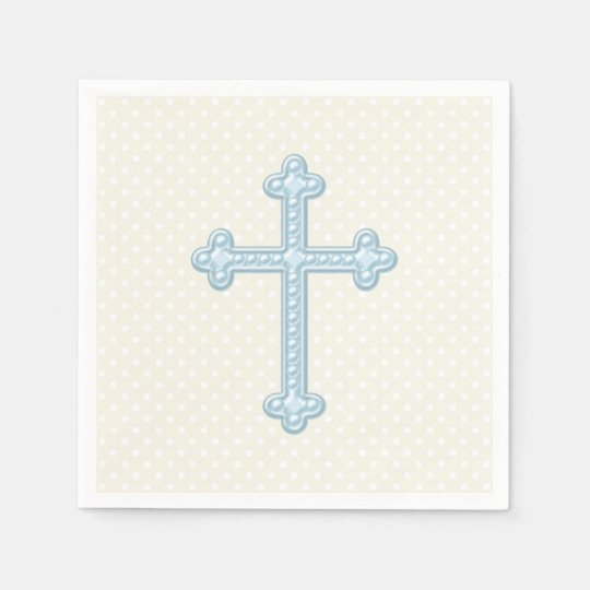 Baby Blue Cross Christening Paper Napkins