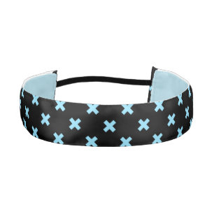 Baby blue cross stitches on black athletic headband