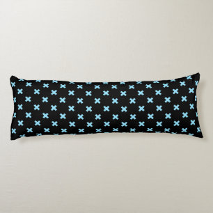 Baby blue cross stitches on black body pillow