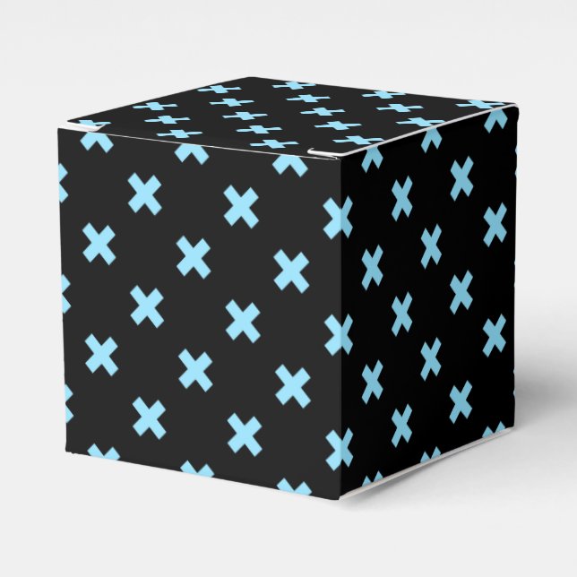 Baby blue cross stitches on black favor boxes (Front Side)