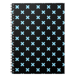 Baby blue cross stitches on black notebook