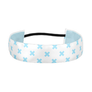 Baby blue cross stitches on white athletic headband