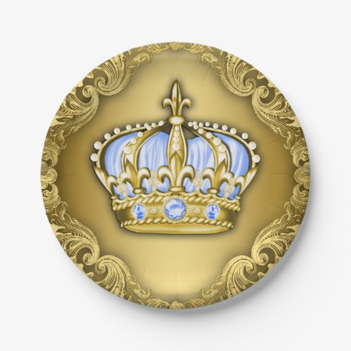 Baby Blue Crown Royal Baby Shower Paper Plates